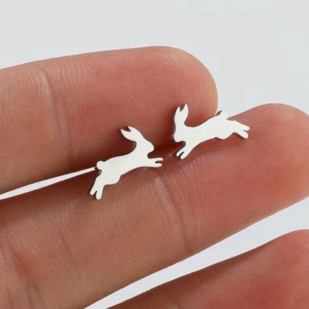 Silver Rabbit Stud Earrings